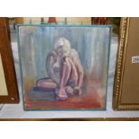 A Matthew James Fleming 1960's oil on canvas of a kneeling nude, signed.