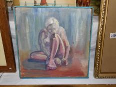 A Matthew James Fleming 1960's oil on canvas of a kneeling nude, signed.