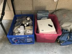 2 boxes of lights, electrical items, door lock etc.