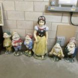 Snow White and 5 Dwarfs garden figures.