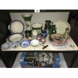 A mixed lot of china and pottery, incl. vases, ginger jars, jugs etc.