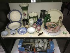 A mixed lot of china and pottery, incl. vases, ginger jars, jugs etc.