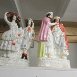 2 Staffordshire flat back figure groups.