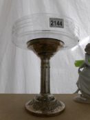 A Dutch silver plate table centrepiece with glass dish.