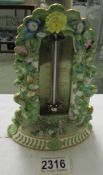 A Minton porcelain stand housing a thermometer, circa 1830, a/f.