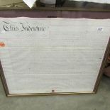 A framed and glazed 1901 indenture