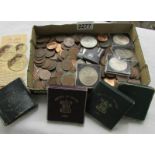 A mixed lot of coins including commemorative.