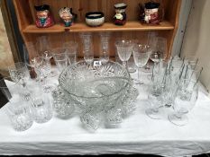 A large punch bowl and a good selection of glasses (mainly pairs).