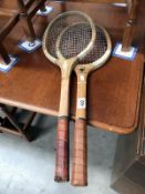 2 tennis rackets.
