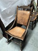 A wooden rocking chair