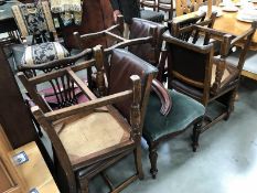 A quantity of Edwardian chairs, some a/f.