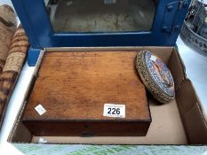 An old Rowney paint box, a Japanese porcelain coater cover and a glass painted coaster.