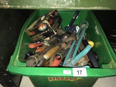 A box of assorted tools