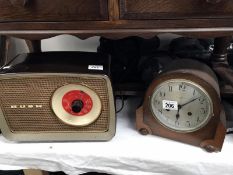 A Bush Radio and a Barron Clark & Son mantel clock.