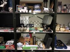 3 shelves of kitchenalia etc., including good quality baking tins.