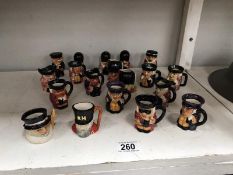 A quantity of miniature Toby/character jugs, salt and peppers etc.