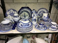 A quantity of various blue and white dishes etc.