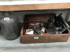 A box of bottles, clay pipes etc.