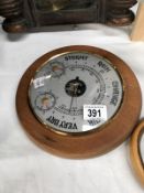 An aneroid barometer.