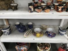 A Shelf of china including Rington's 3 piece tea set, Leonardo deco style tea cups and saucers etc.