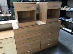 2 four drawer chests and 2 matching bedside cabinets.