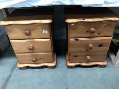 A pair of 3 drawer bedside chests.