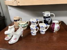 A mixed lot of ceramics including jugs, shoes etc.