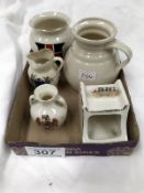 3 items of Goss crested china and 2 other pieces.