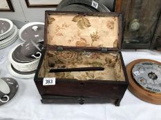 A mahogany tea caddy with drawer, a/f.