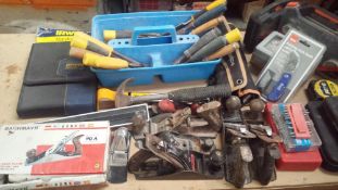 A good quantity of tools including Stanley planes and Marples chisels