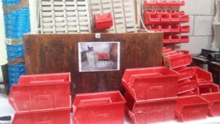 A Pine Chest And Quantity Of Racking And Bins For Storage