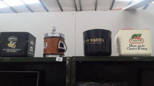 3 Advertising Breweriana Ice Buckets And 1 Other