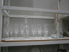 Glassware and crystal including 11 crystal wine glasses, decanter,