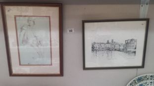 Two framed and glazed prints including Roy Fisk