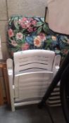 A Garden Chair, 2 Seat Pads And A Steamer Type Chair Etc.