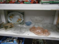 Vintage glassware including vanity sets,