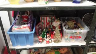 A Shelf Of Christmas Decorations