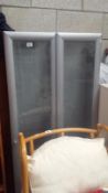 2 Tall Metal Display Cabinets With Glass Doors