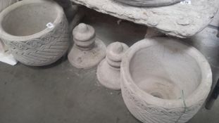 2 Mayan Urn Garden Planters With Aztec Design