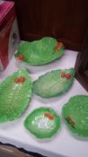 4 Carlton Ware And 1 Beswick Pottery Leaf Dishes