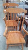 2 stick back carver chairs