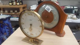 A Brass Swivel Mantle Clock And A Smiths Clock