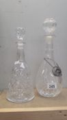 2 good quality cut glass decanters,