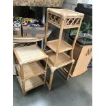 3 cane / bamboo conservatory plant stands