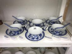 A 6 place Japanese blue & white soup set