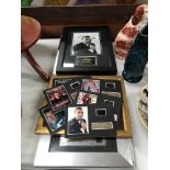 A James Bond framed CD and a framed autograph picture and a quantity of limited edition film cells