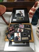 A James Bond framed CD and a framed autograph picture and a quantity of limited edition film cells