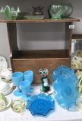 A quantity of art and collectors glassware in blue,
