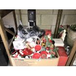 A box of Christmas decorations