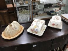 3 Victorian Staffordshire cheese dishes